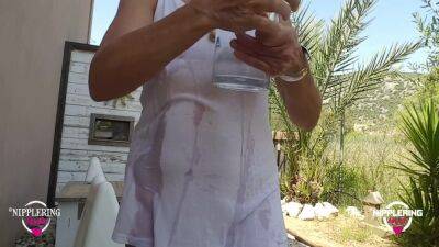 Nippleringlover Horny Milf Nude Outdoors Playing With Hose In Wide Open Pierced Pussy Big Nipples See Through Wet Shirt - upornia.com - Germany