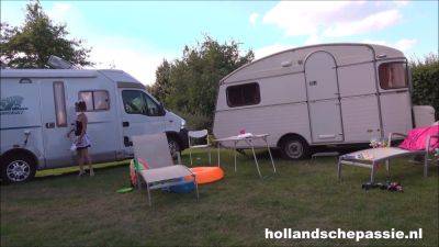 Naughty Dutch MILF Michel Neukt enjoys outdoor camping blowjob fun - sexu.com - Netherlands